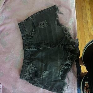 Forever 21 Charcoal Frayed Jean Shorts
